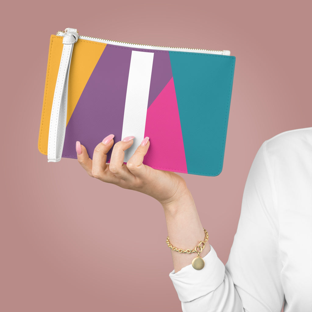 Monogram 'I' Colorblock Clutch Bag — Bold Geometric Wristlet for Everyday & Gifts