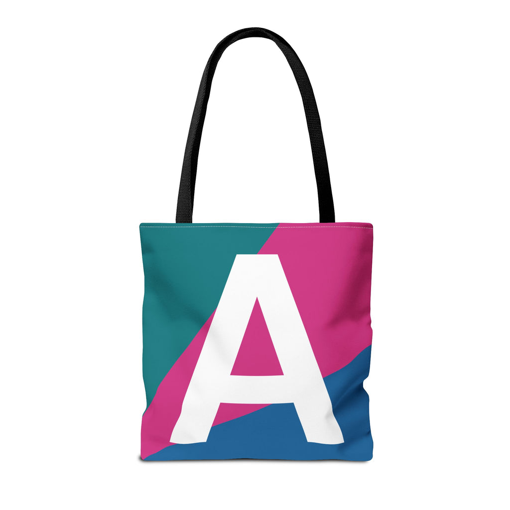 Monogram 'A' Colorblock Tote Bag — Personalized Initial A Shoulder Tote
