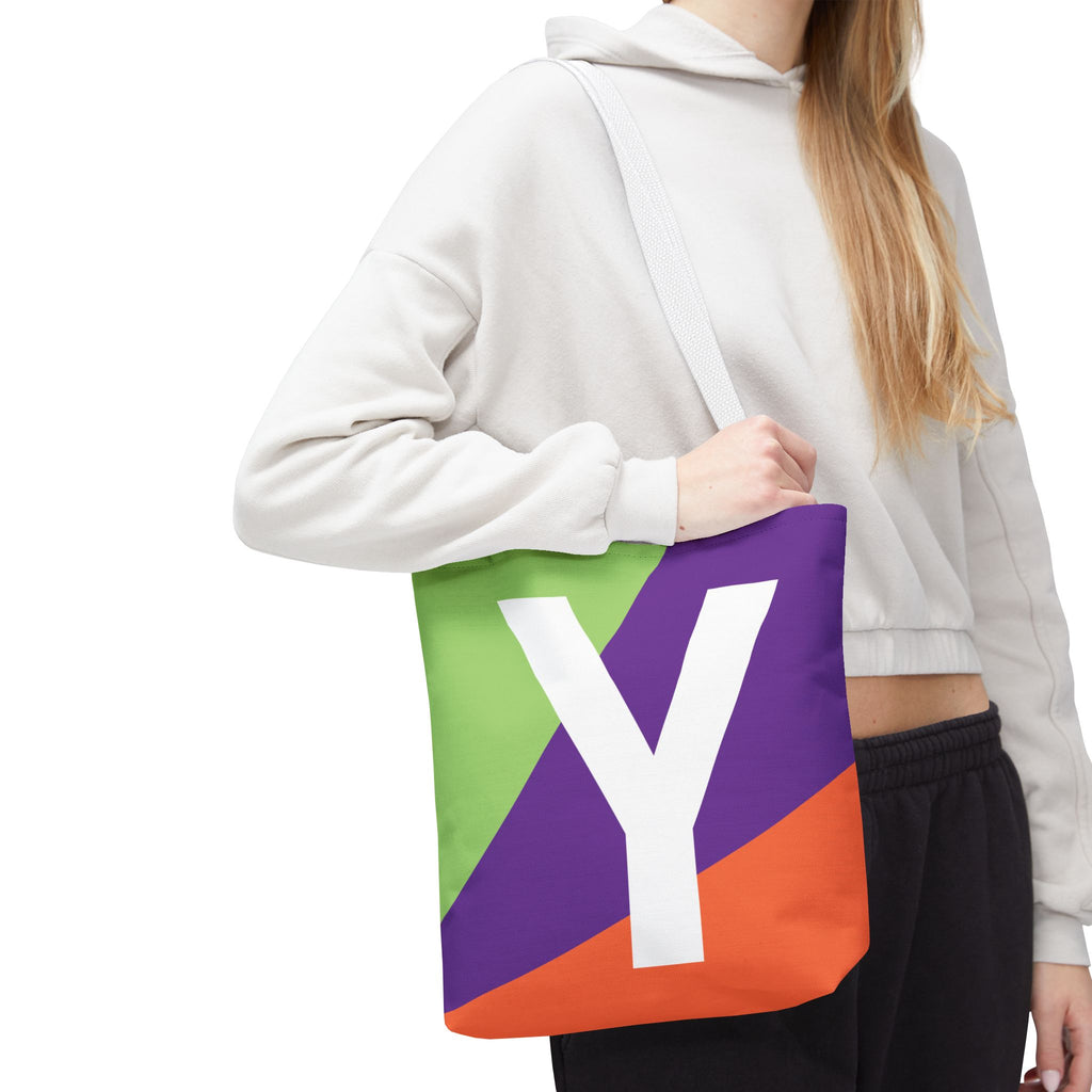 Monogram 'Y' Colorblock Tote Bag — Personalized Initial Y Shoulder Tote