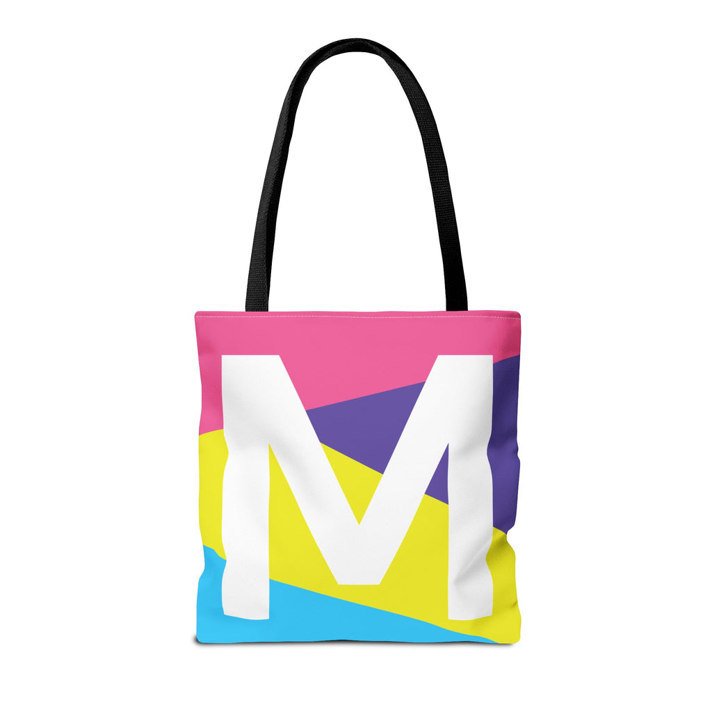 Monogram 'M' Colorblock Tote Bag — Personalized Initial M Shoulder Tote