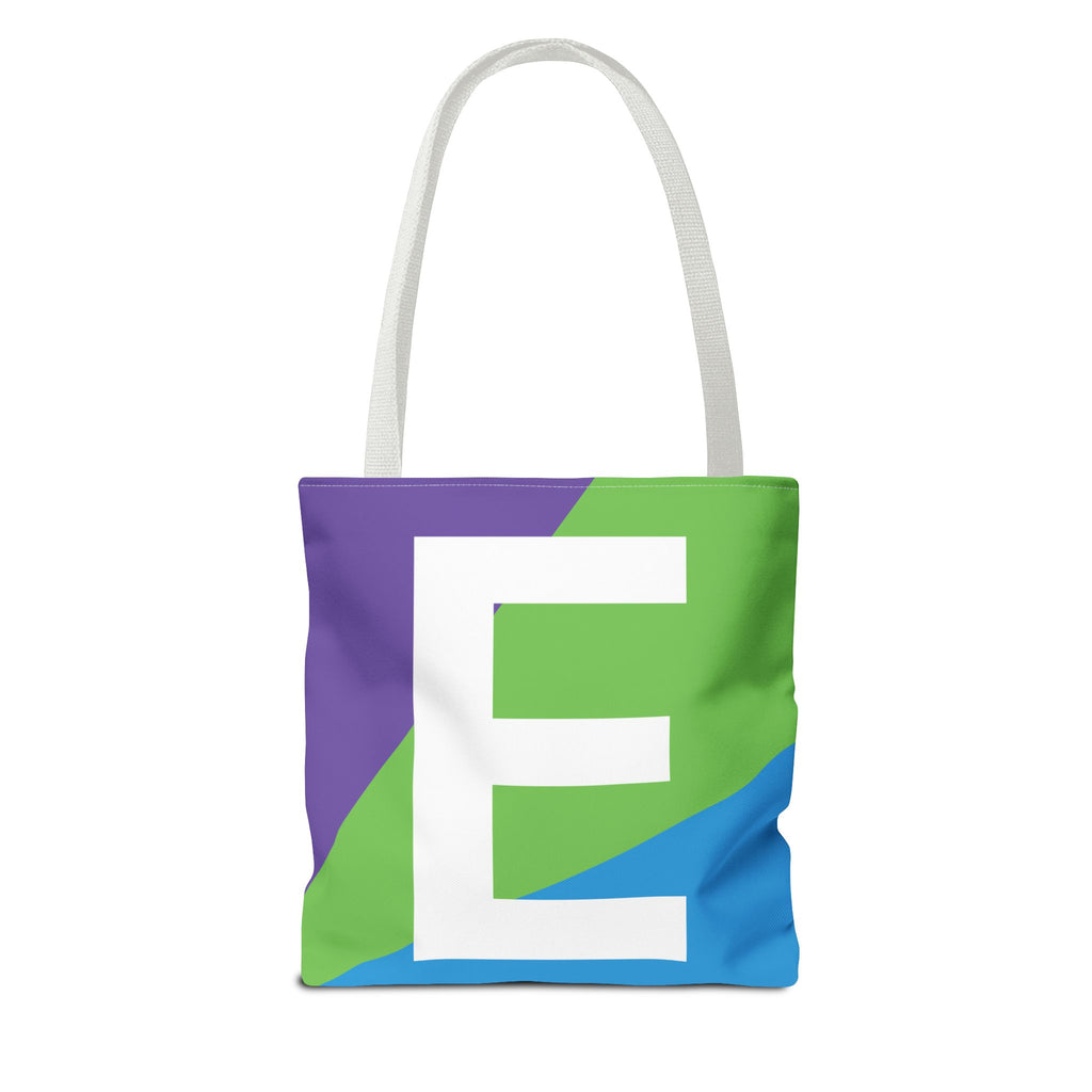Monogram 'E' Colorblock Tote Bag — Personalized Initial E Shoulder Tote