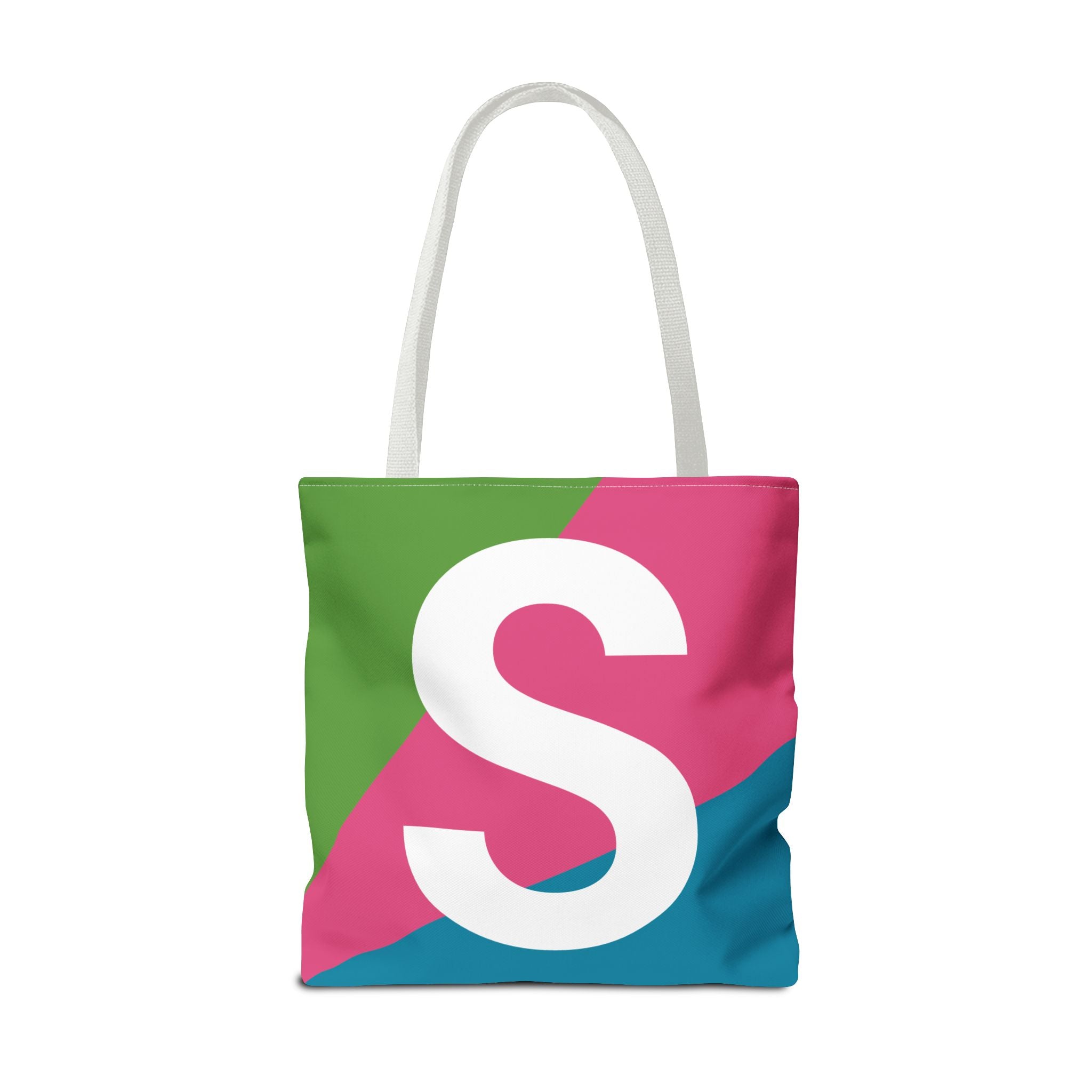Monogram 'S' Colorblock Tote Bag — Personalized Initial S Shoulder Tote