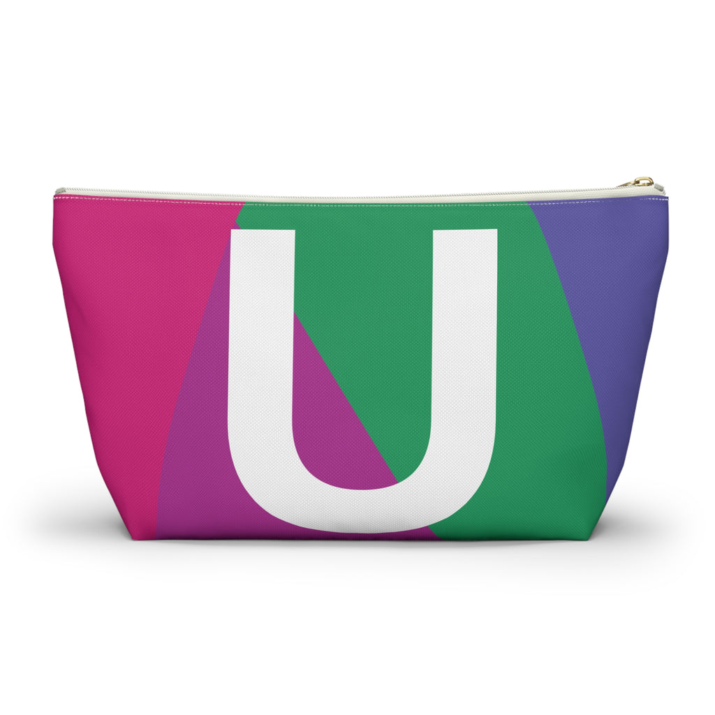 Initials Colorblock Accessory Pouch — Monogram U T-Bottom Cosmetic Bag