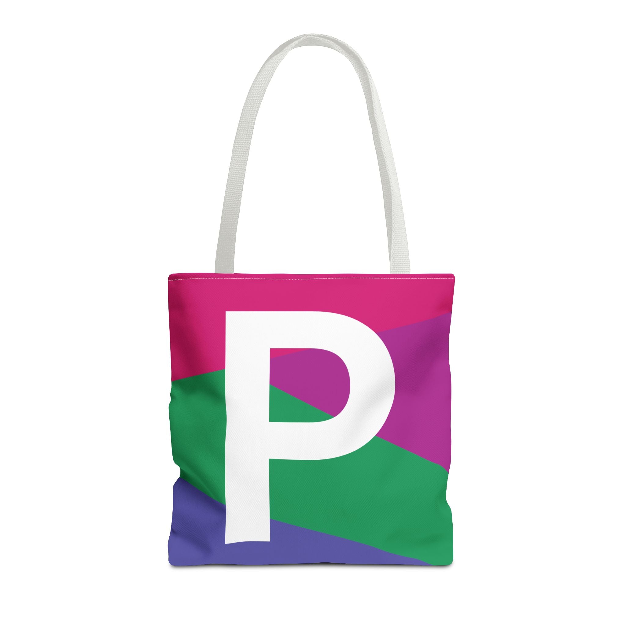 Monogram 'P' Colorblock Tote Bag — Personalized Initial P Shoulder Tote