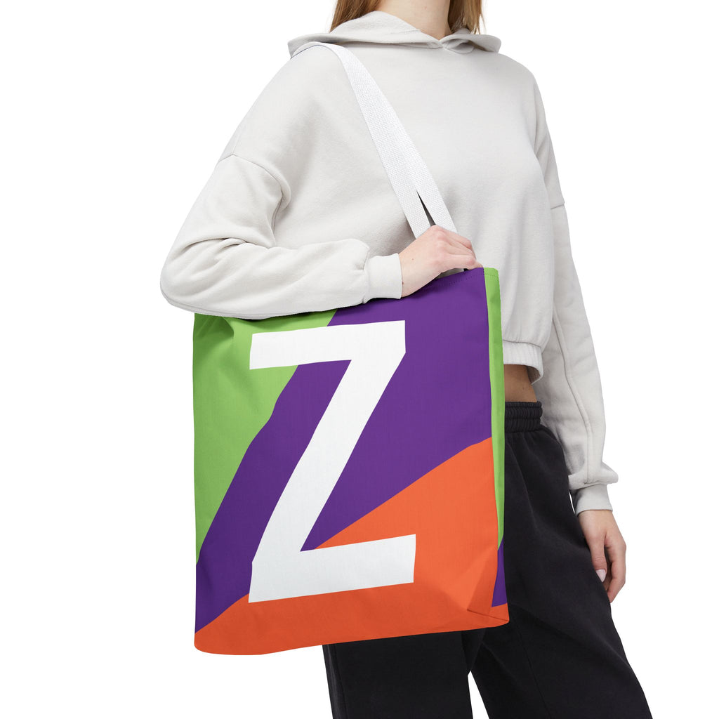 Monogram 'Z' Colorblock Tote Bag — Personalized Initial Z Shoulder Tote