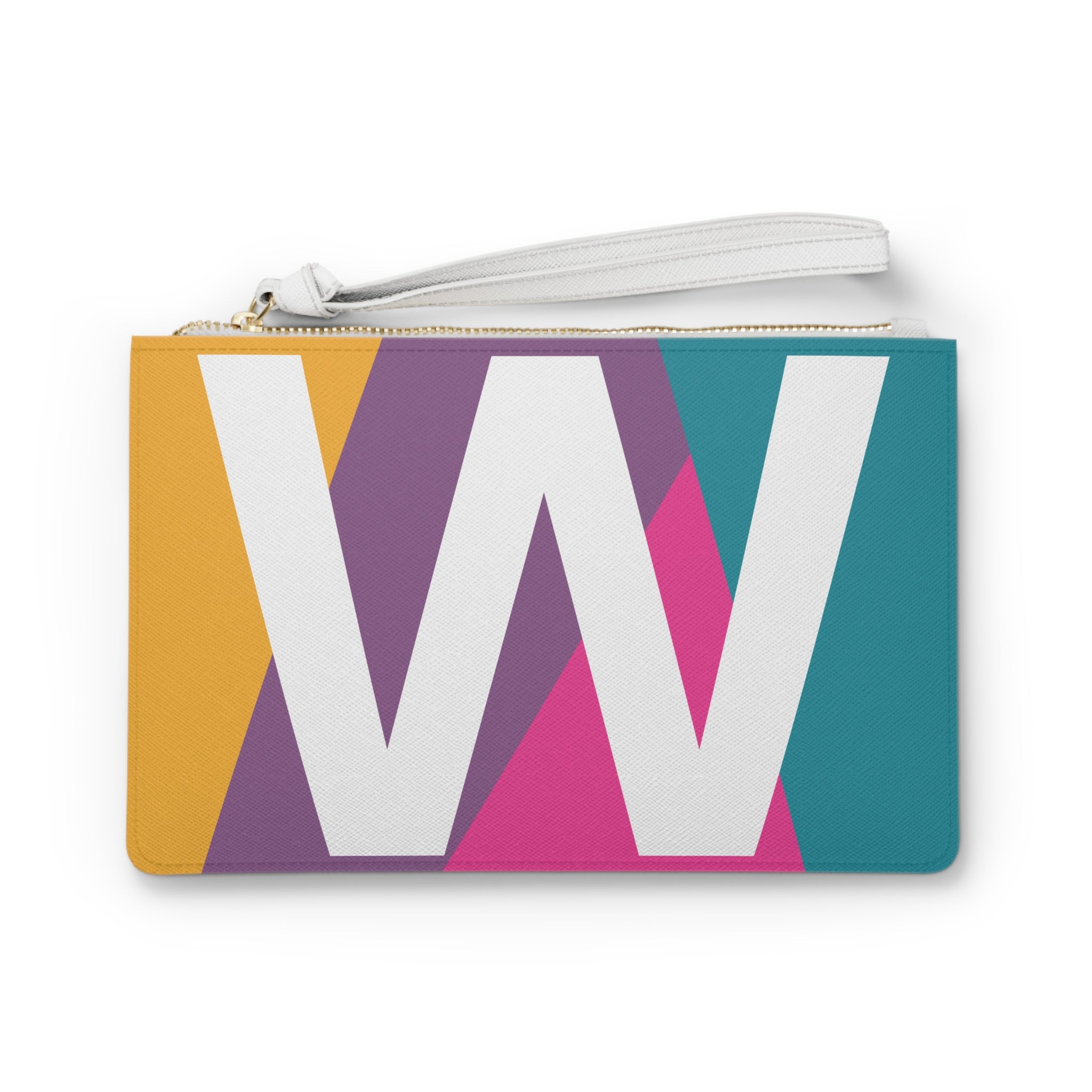 Monogram 'W' Colorblock Clutch Bag — Bold Geometric Wristlet for Everyday & Gifts