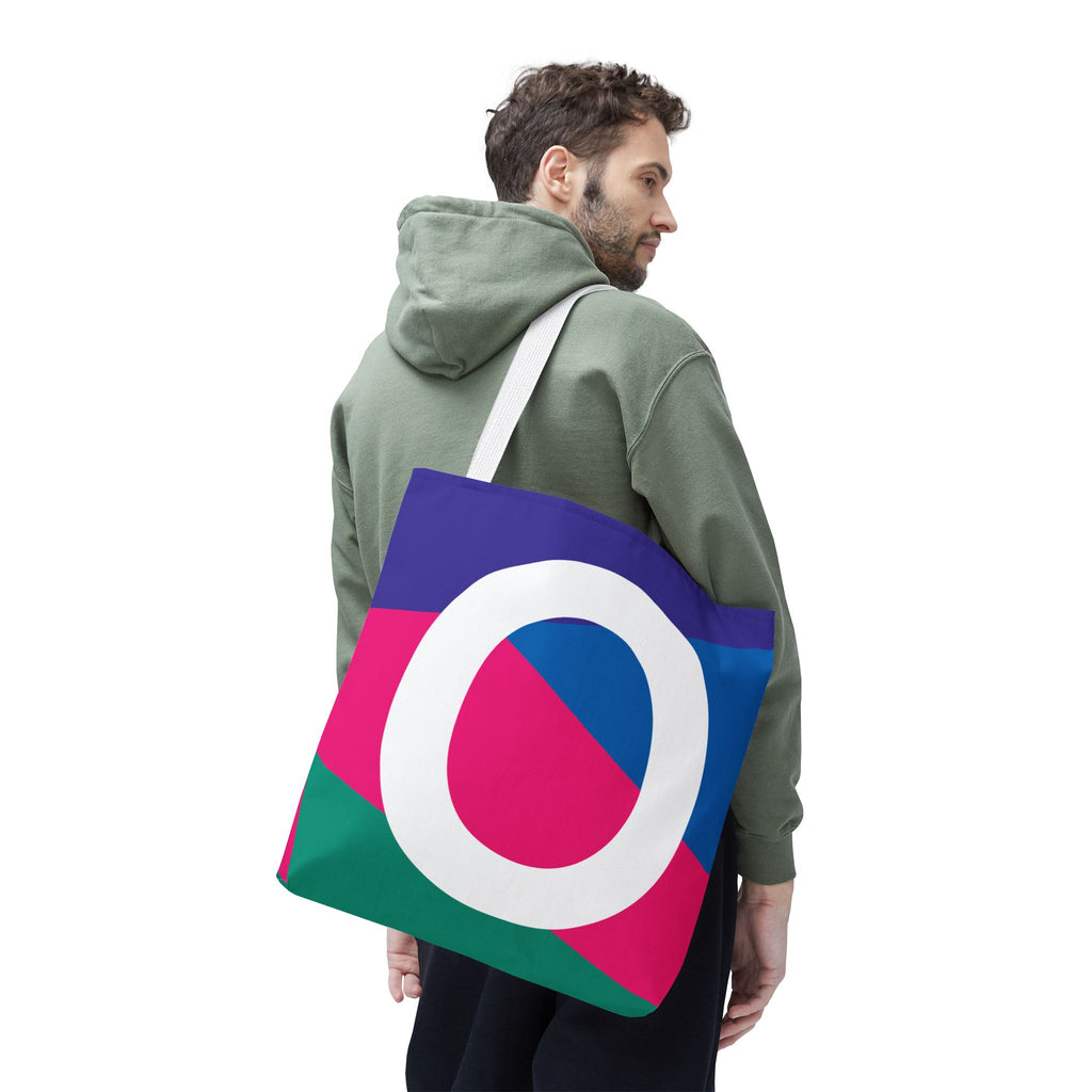 Monogram 'O' Colorblock Tote Bag — Personalized Initial O Shoulder Tote