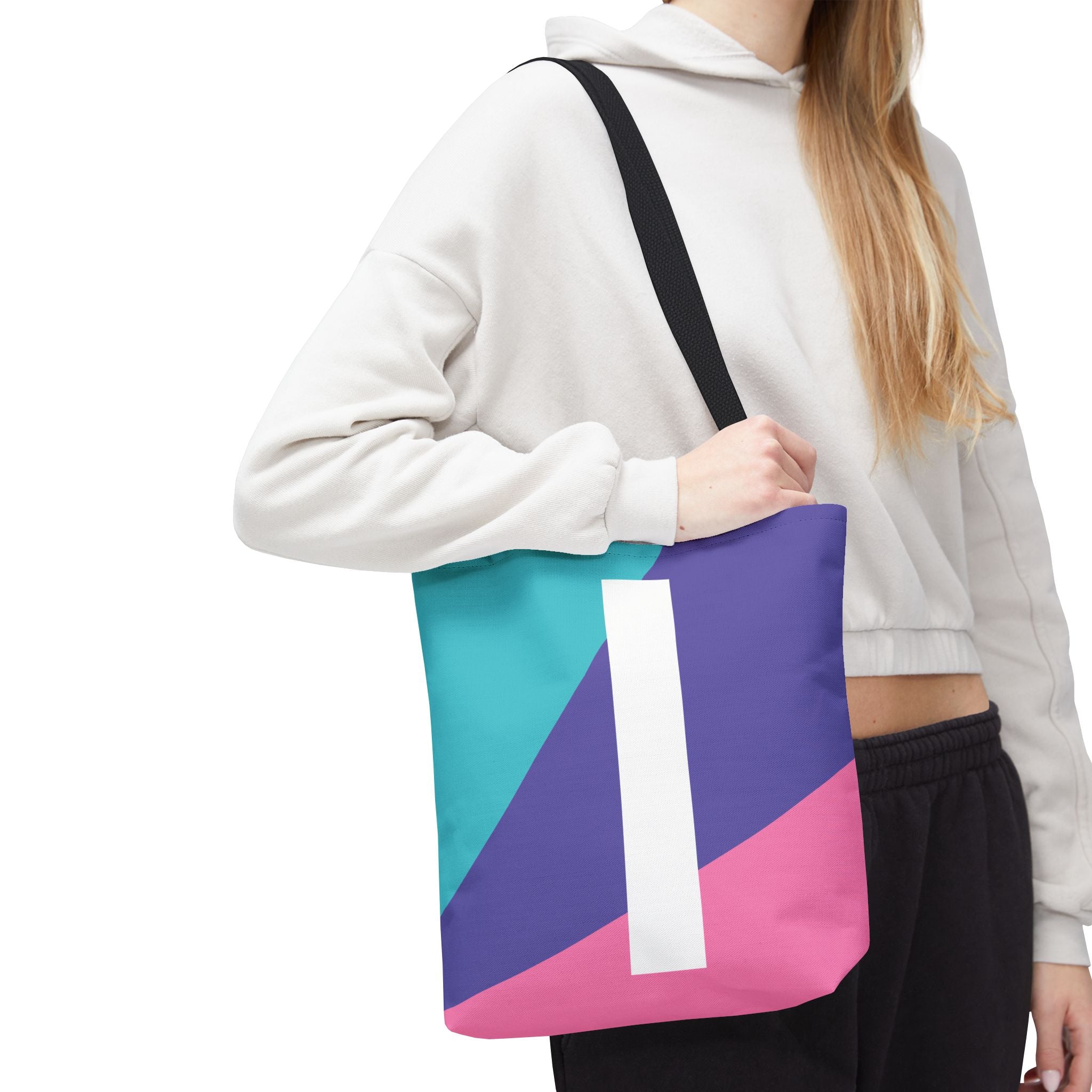 Monogram 'I' Colorblock Tote Bag — Personalized Initial I Shoulder Tote