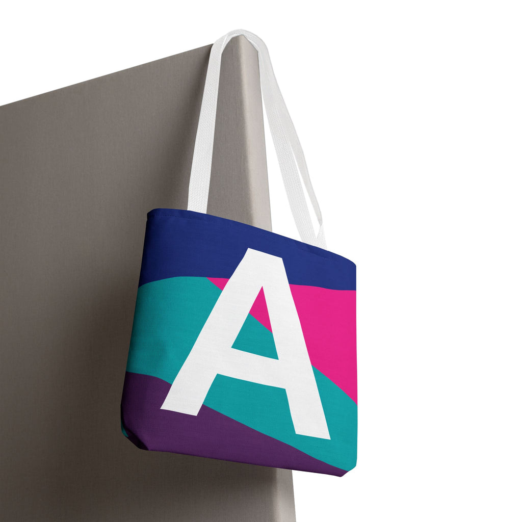 Monogram 'A' Colorblock Tote Bag — Personalized Initial A Shoulder Tote