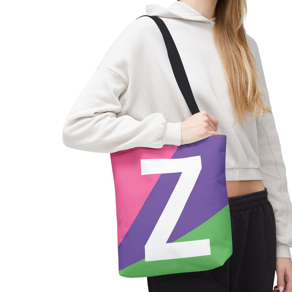 Monogram 'Z' Colorblock Tote Bag — Personalized Initial Z Shoulder Tote