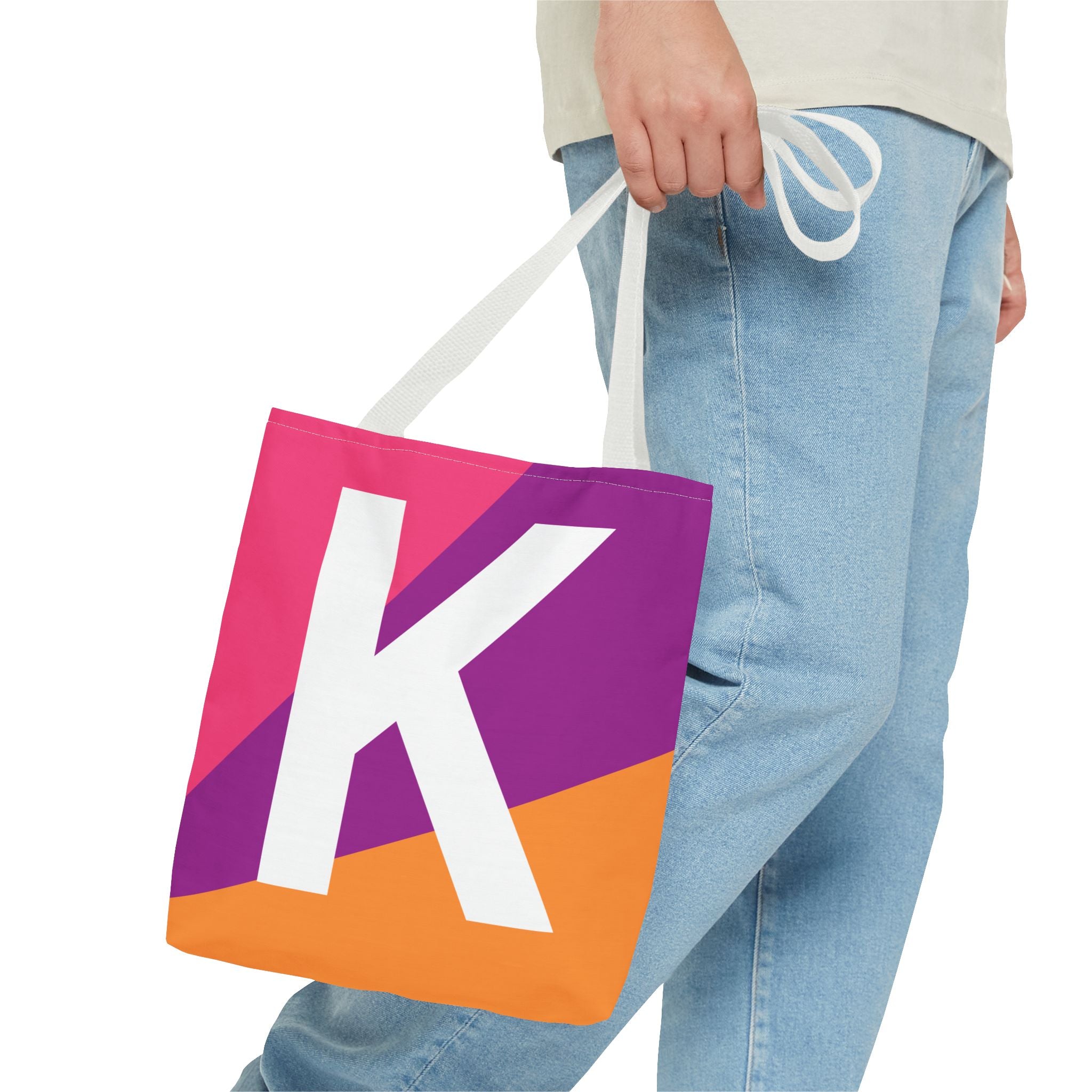 Monogram 'K' Colorblock Tote Bag — Personalized Initial K Shoulder Tote