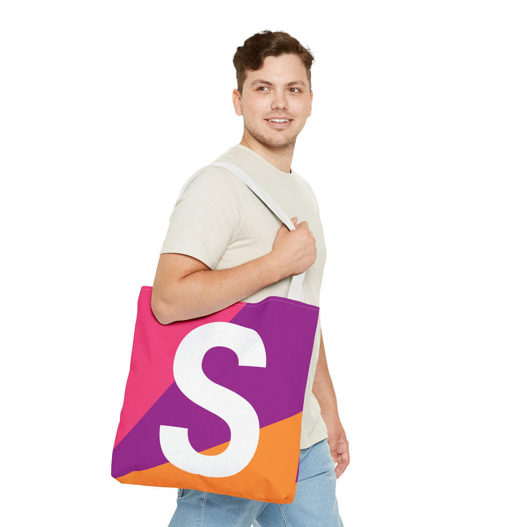 Monogram 'S' Colorblock Tote Bag — Personalized Initial S Shoulder Tote