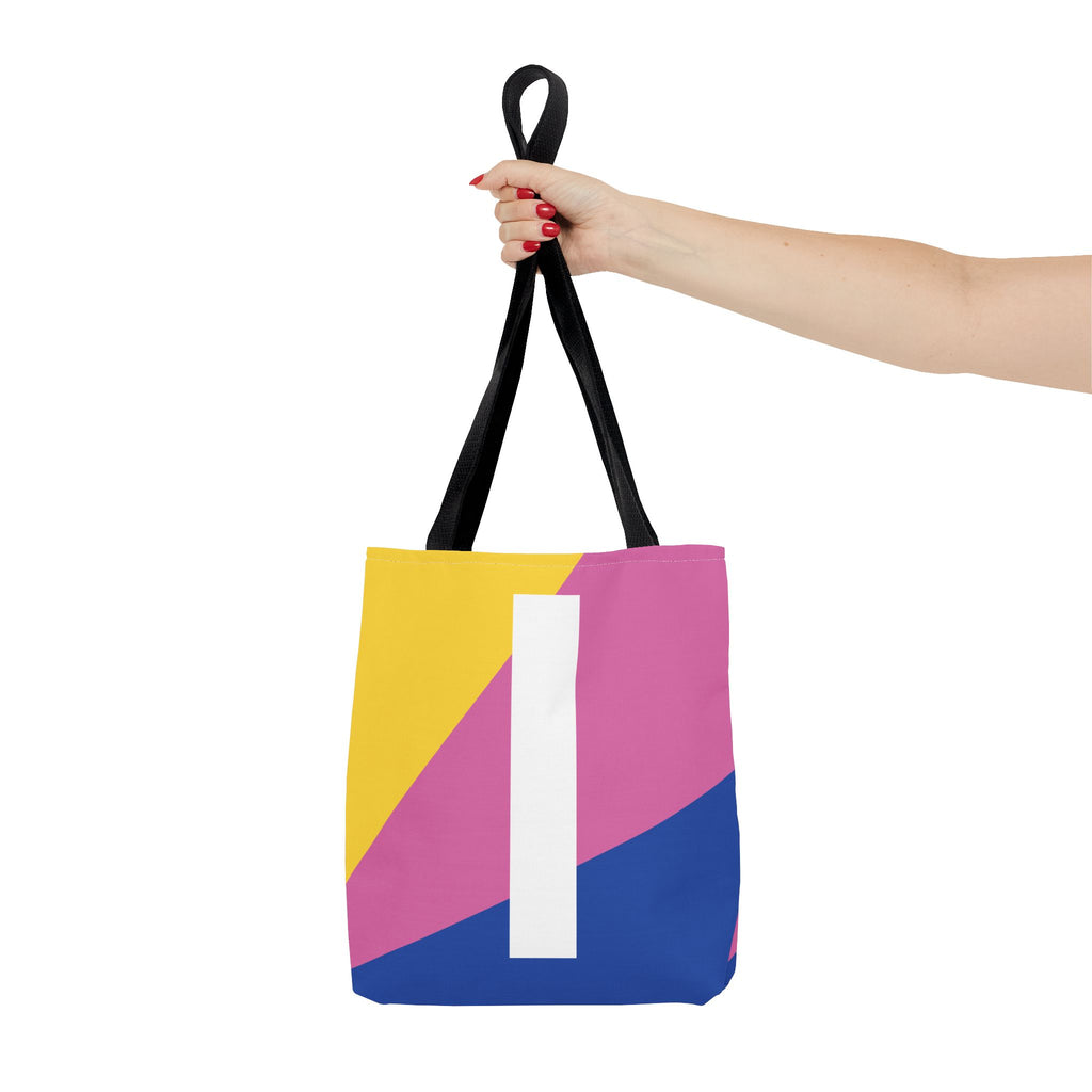 Monogram 'I' Colorblock Tote Bag — Personalized Initial I Shoulder Tote