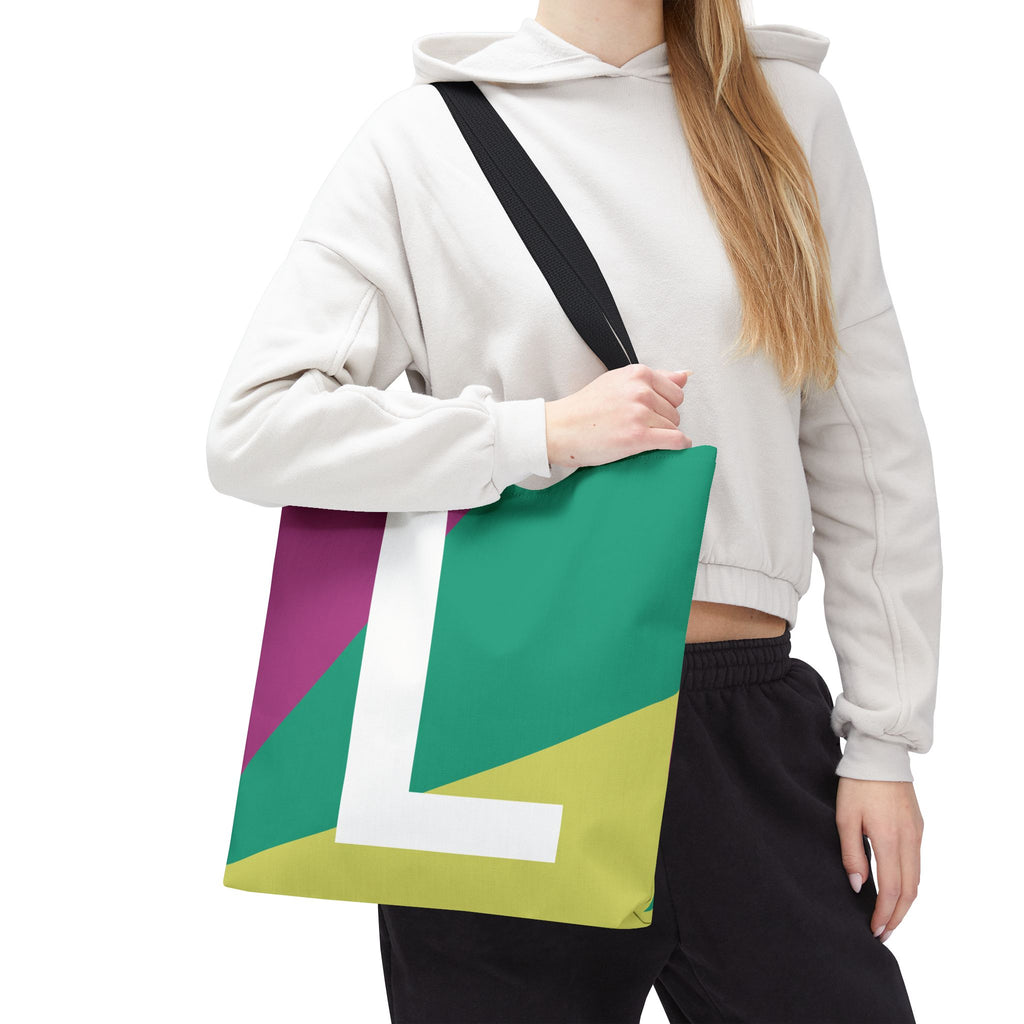 Monogram 'L' Colorblock Tote Bag — Personalized Initial L Shoulder Tote