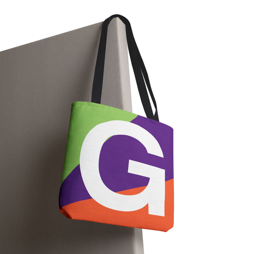 Monogram 'G' Colorblock Tote Bag — Personalized Initial G Shoulder Tote
