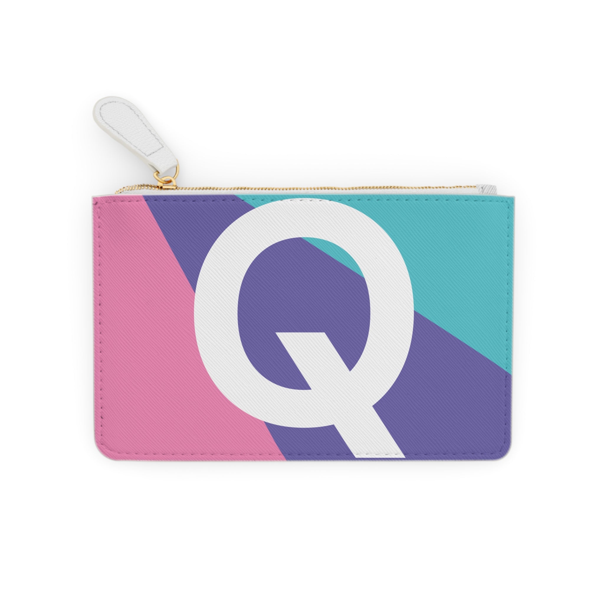 Initial Q Mini Clutch — Colorblock Monogram Wristlet Wallet