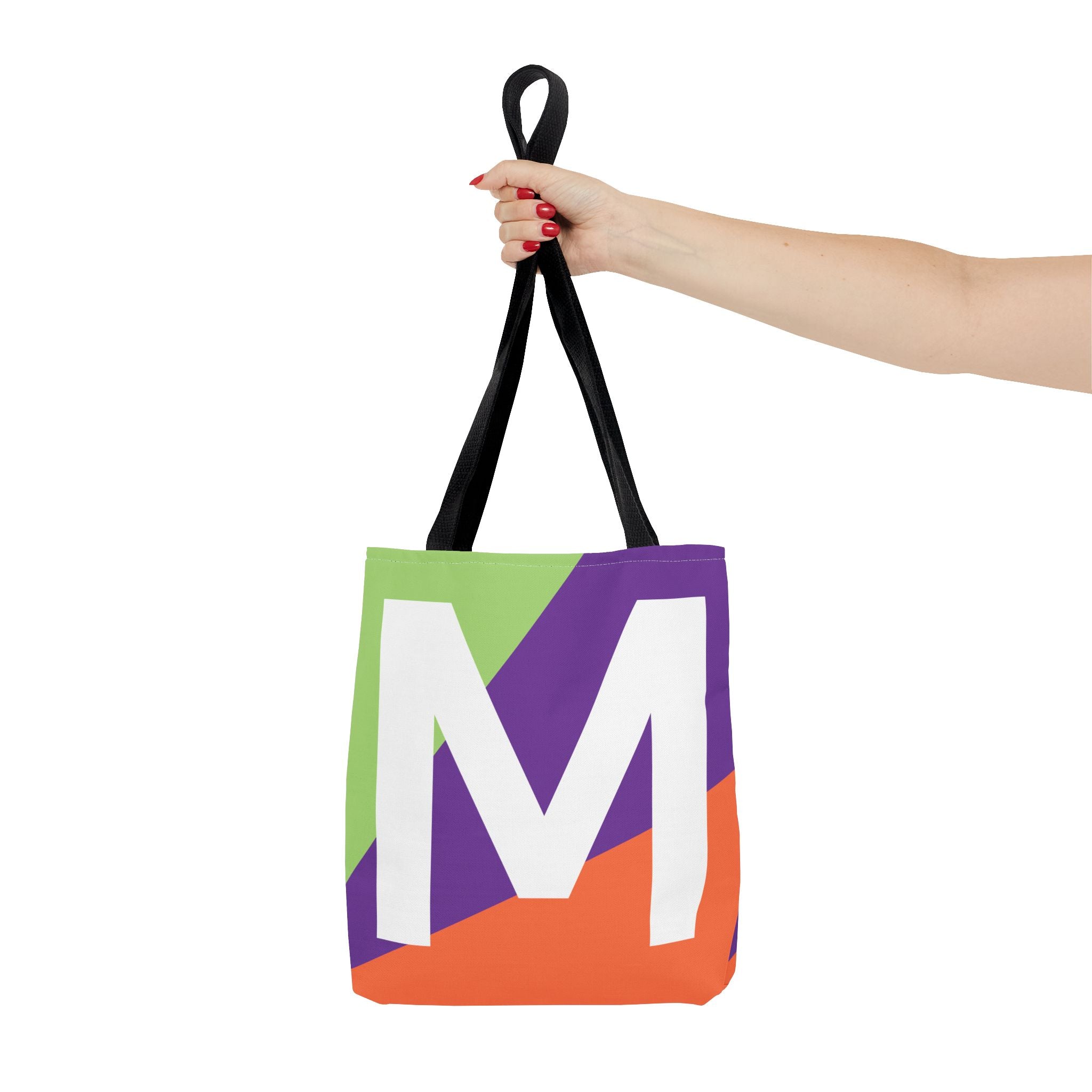 Monogram 'M' Colorblock Tote Bag — Personalized Initial M Shoulder Tote