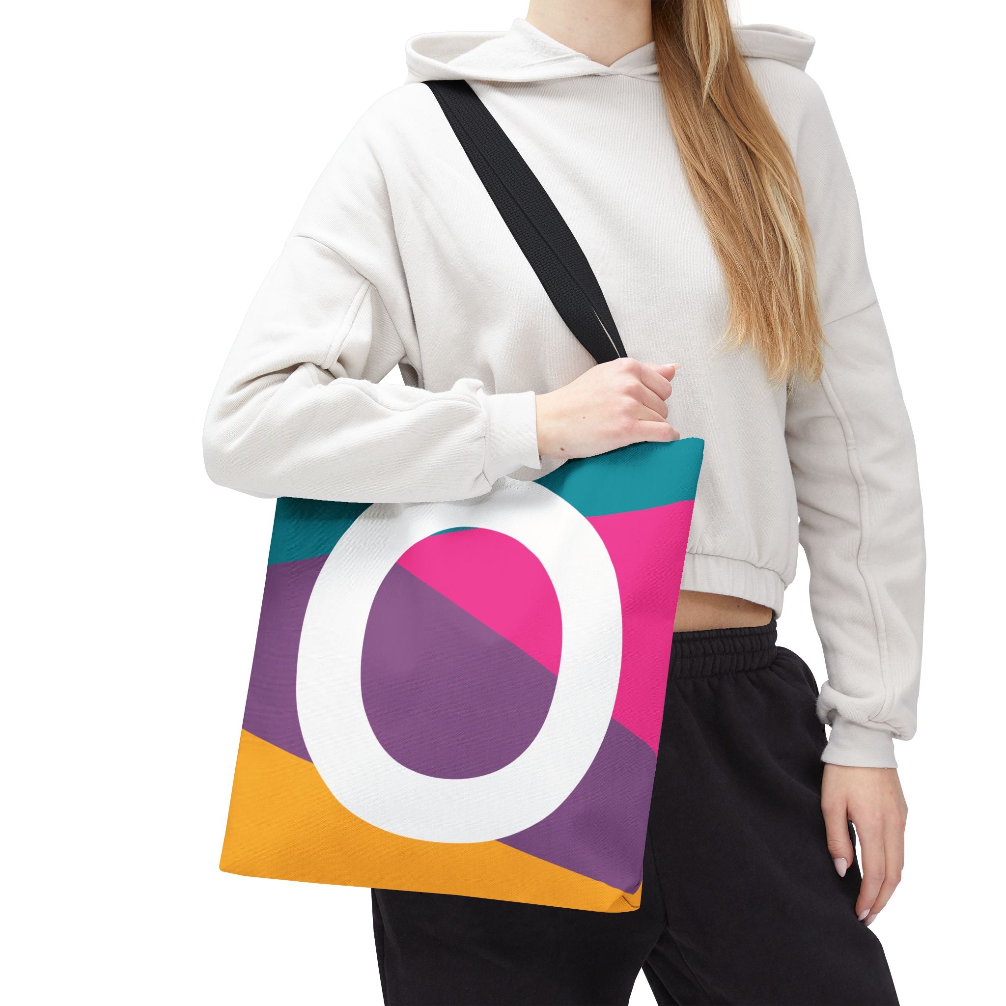Monogram 'O' Colorblock Tote Bag — Personalized Initial O Shoulder Tote