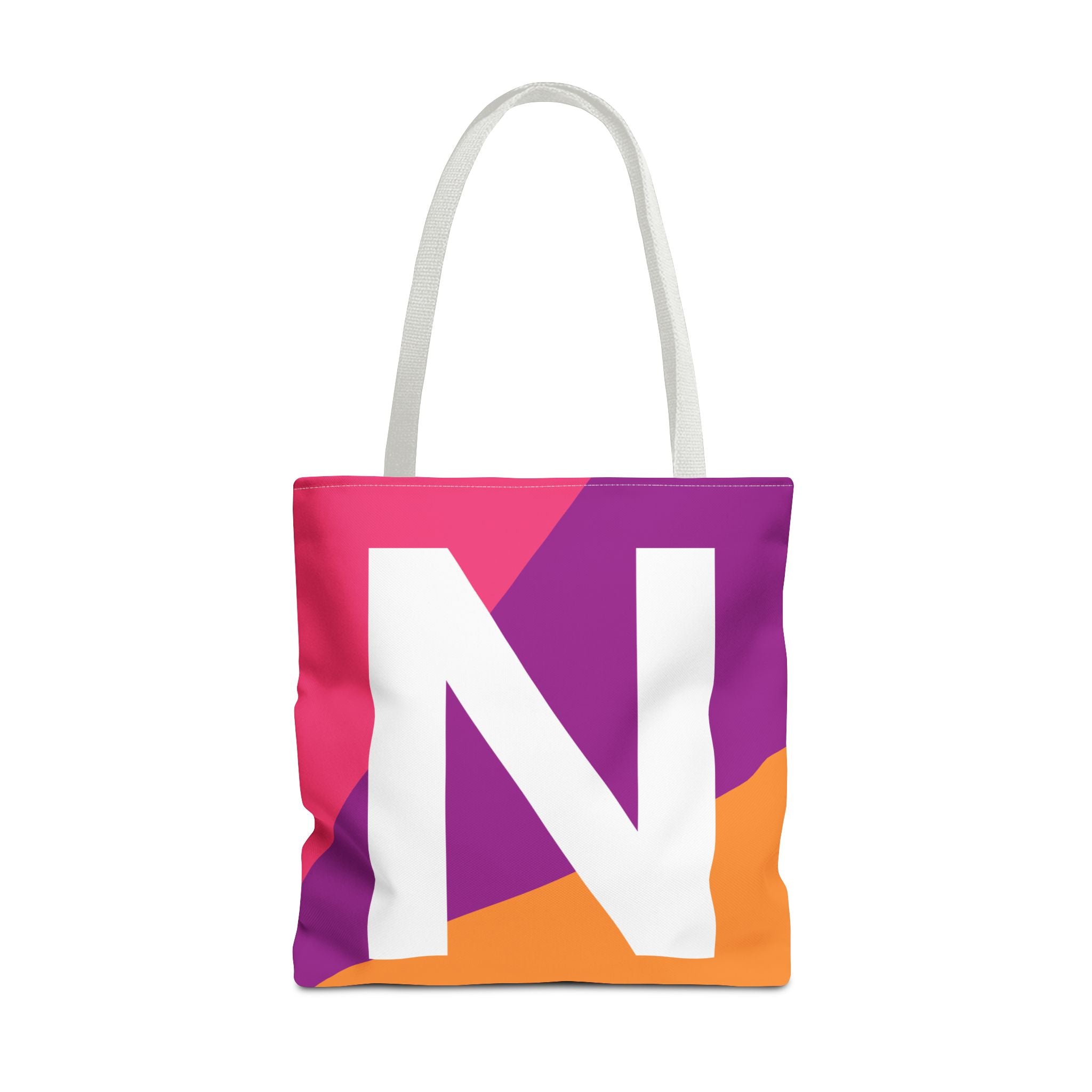 Monogram 'N' Colorblock Tote Bag — Personalized Initial N Shoulder Tote