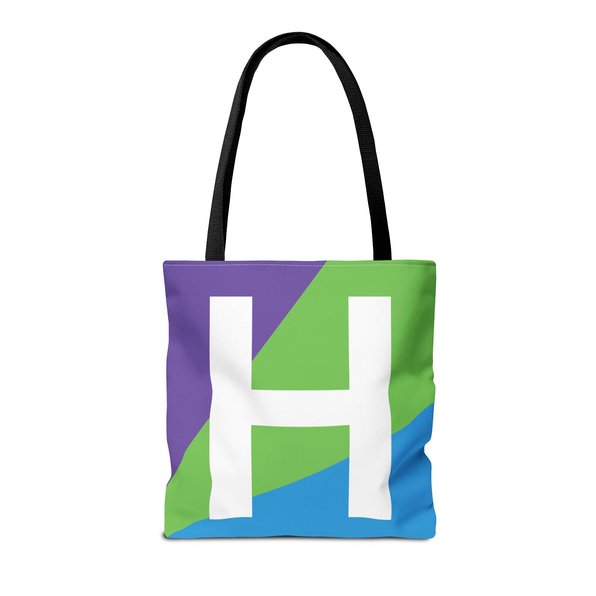 Monogram 'H' Colorblock Tote Bag — Personalized Initial H Shoulder Tote