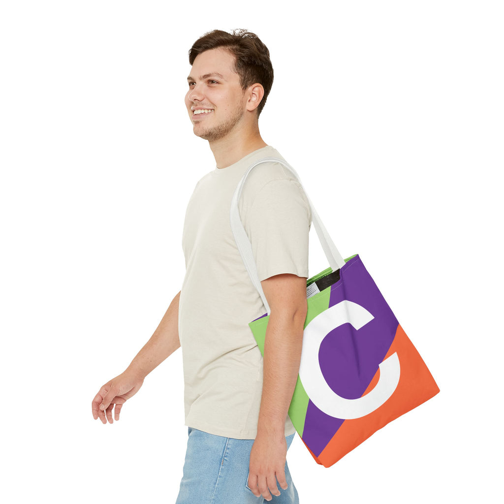 Monogram 'C' Colorblock Tote Bag — Personalized Initial C Shoulder Tote