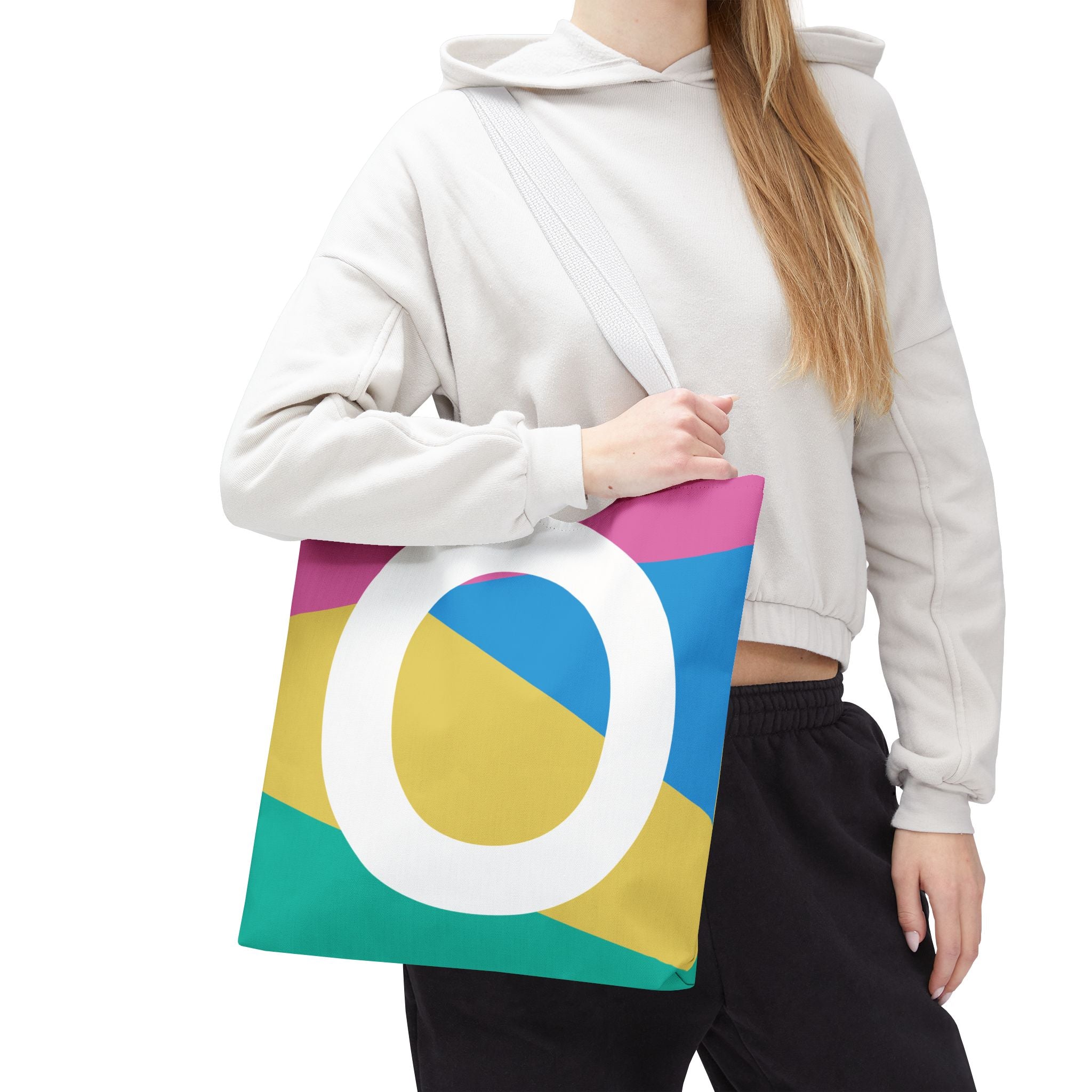 Monogram 'O' Colorblock Tote Bag — Personalized Initial O Shoulder Tote