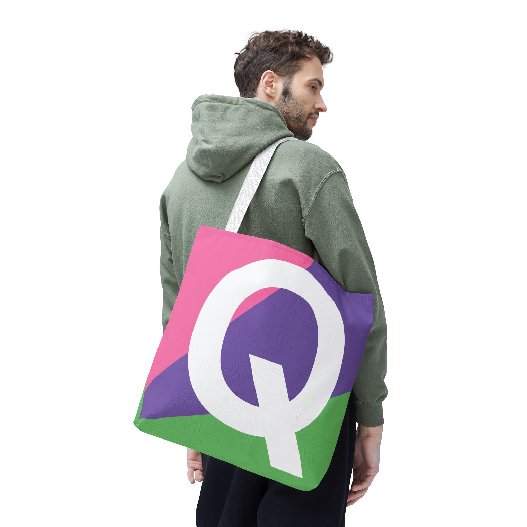 Monogram 'Q' Colorblock Tote Bag — Personalized Initial Q Shoulder Tote