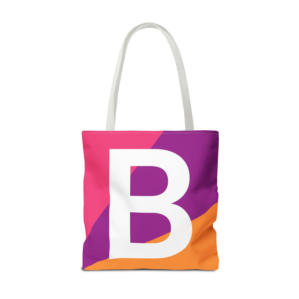 Monogram 'B' Colorblock Tote Bag — Personalized Initial B Shoulder Tote