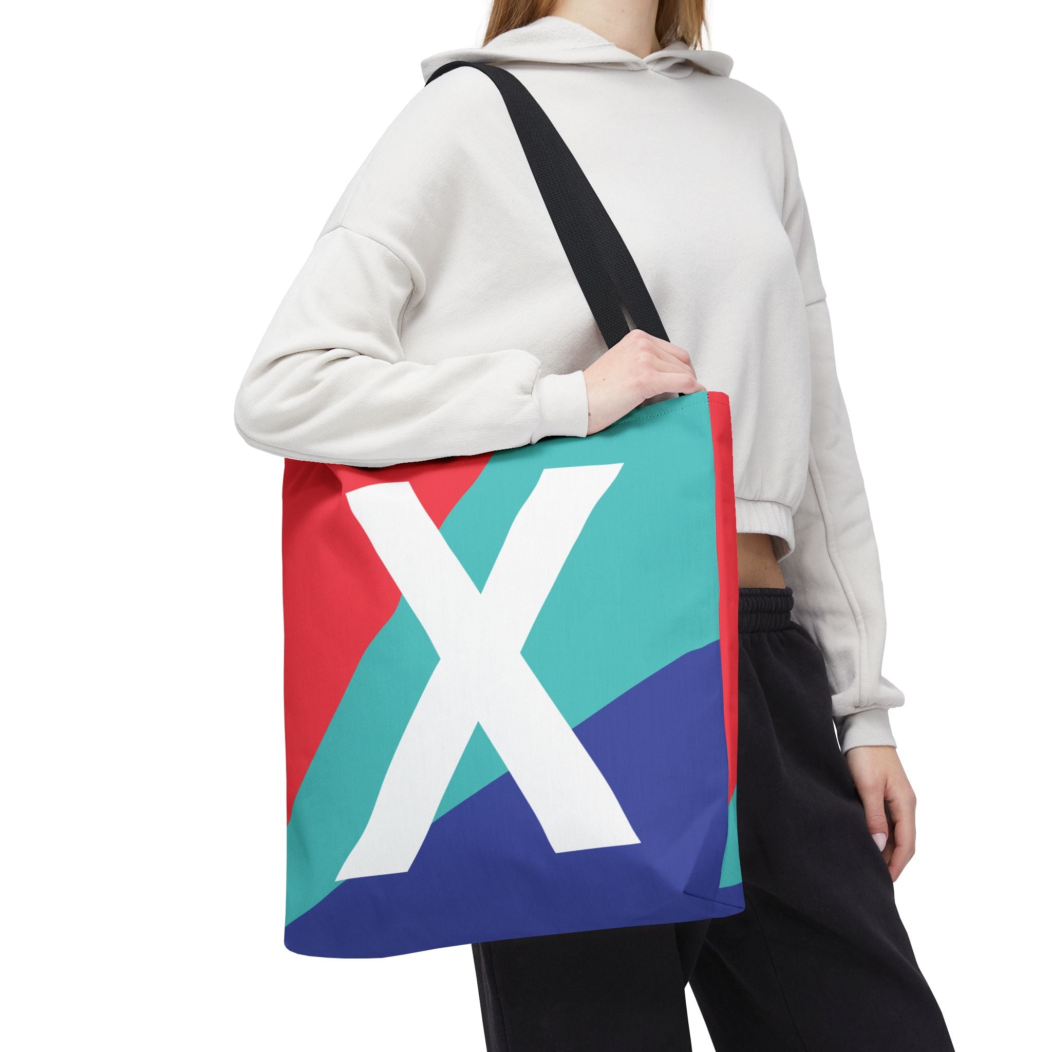 Monogram 'X' Colorblock Tote Bag — Personalized Initial X Shoulder Tote