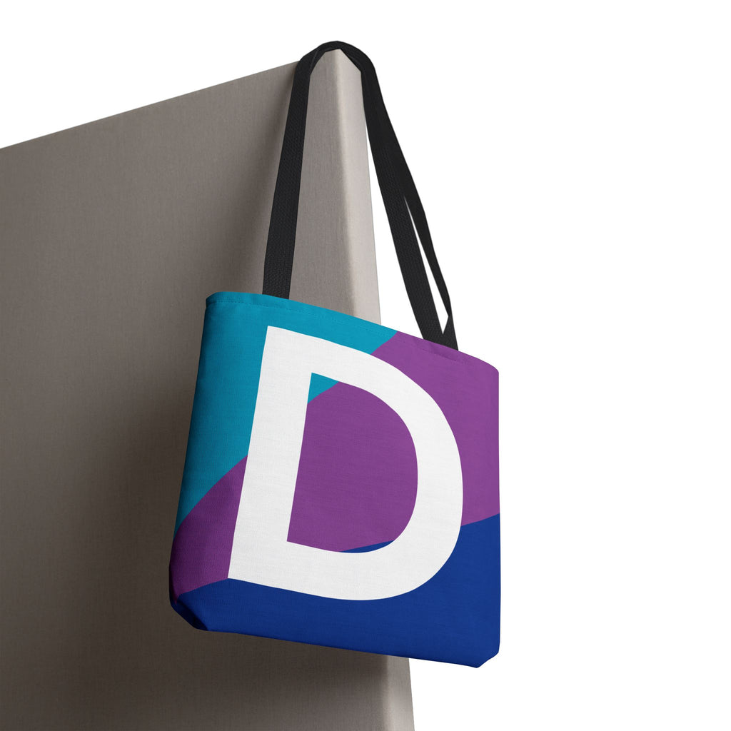 Monogram 'D' Colorblock Tote Bag — Personalized Initial D Shoulder Tote