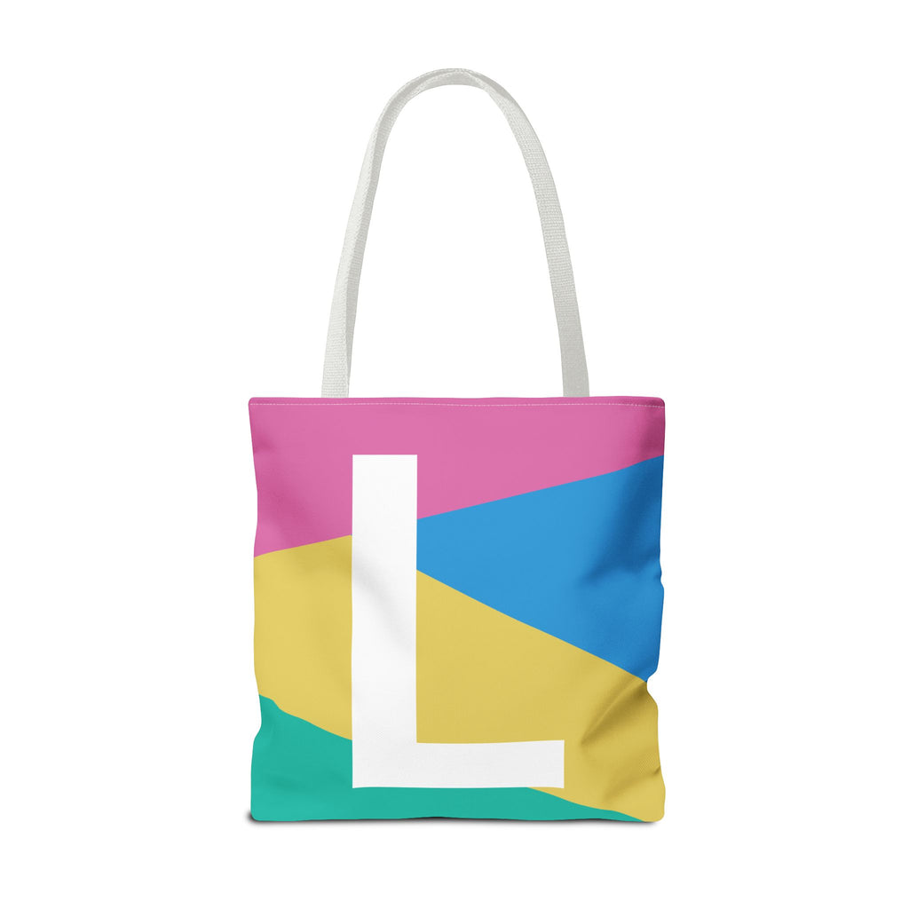 Monogram 'L' Colorblock Tote Bag — Personalized Initial L Shoulder Tote