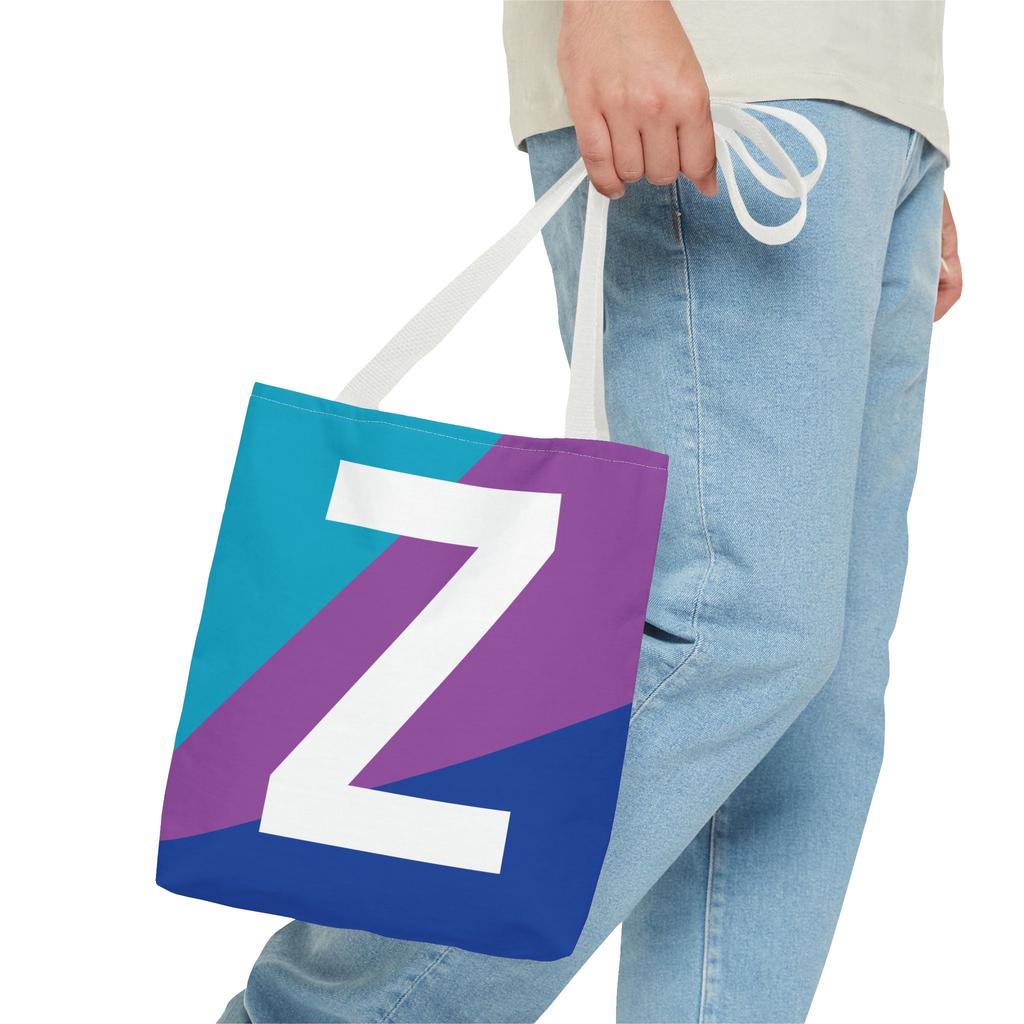 Monogram 'Z' Colorblock Tote Bag — Personalized Initial Z Shoulder Tote
