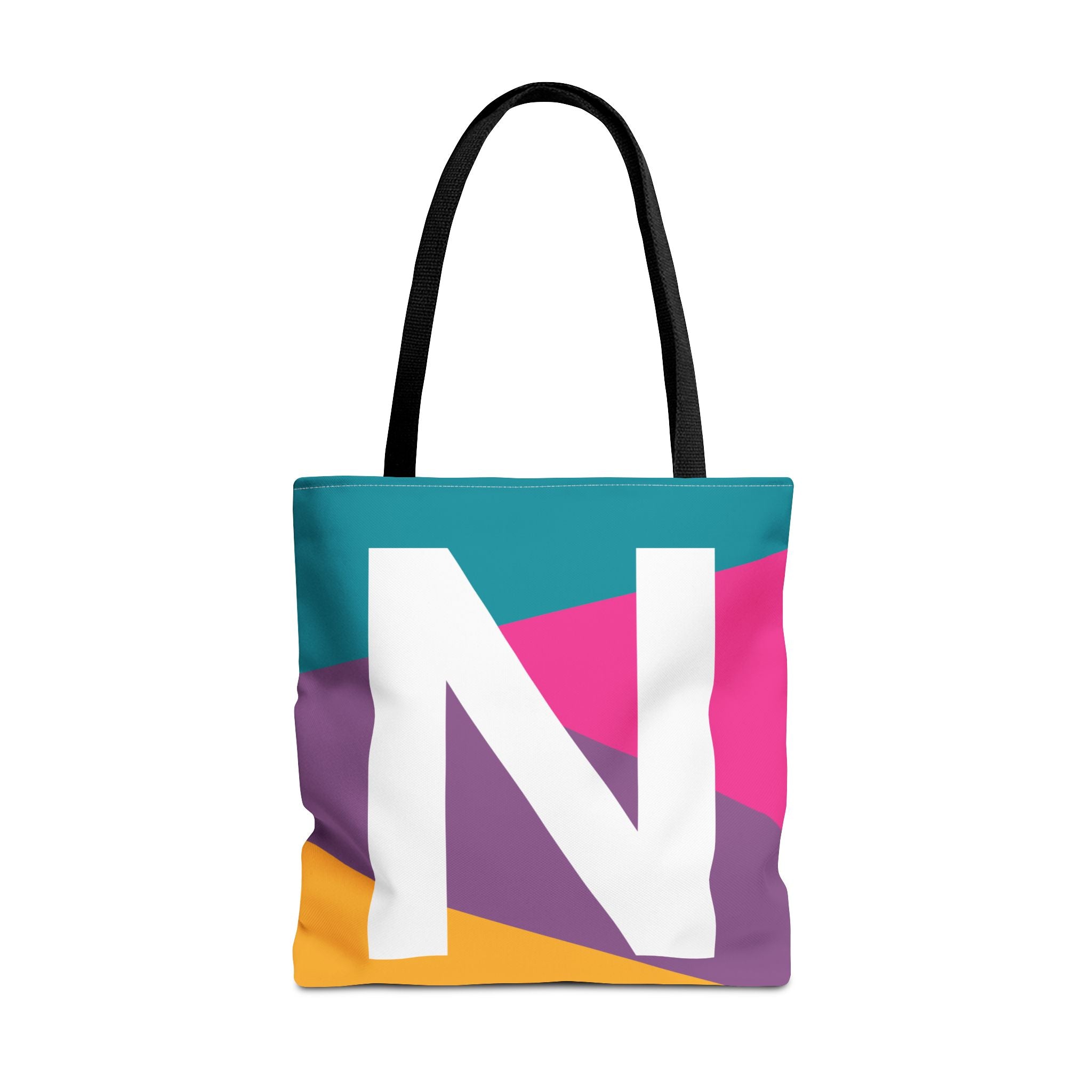 Monogram 'N' Colorblock Tote Bag — Personalized Initial N Shoulder Tote