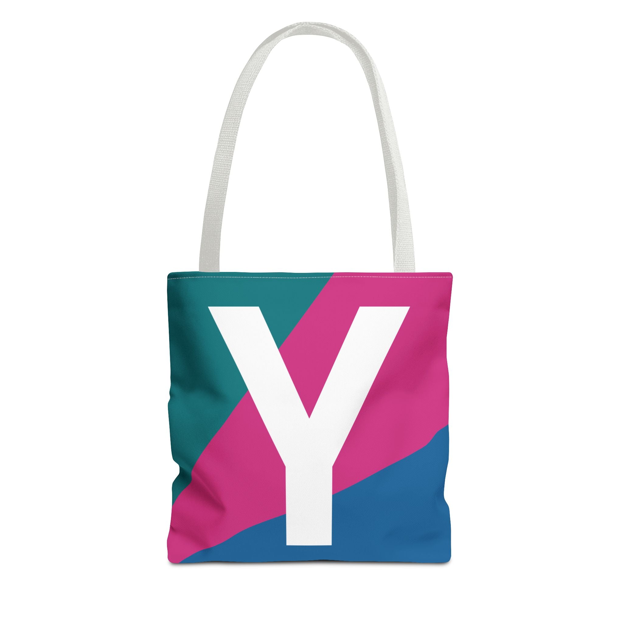Monogram 'Y' Colorblock Tote Bag — Personalized Initial Y Shoulder Tote