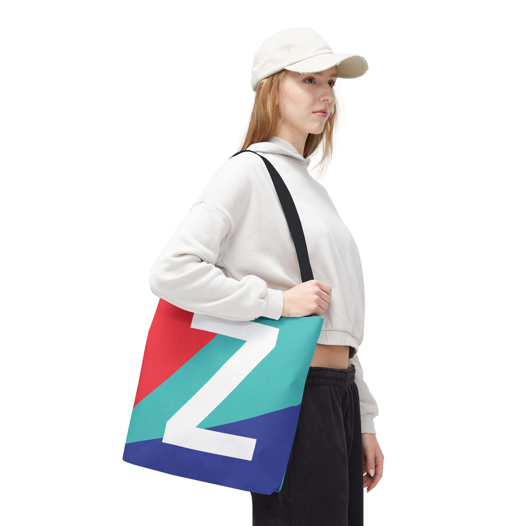 Monogram 'Z' Colorblock Tote Bag — Personalized Initial Z Shoulder Tote