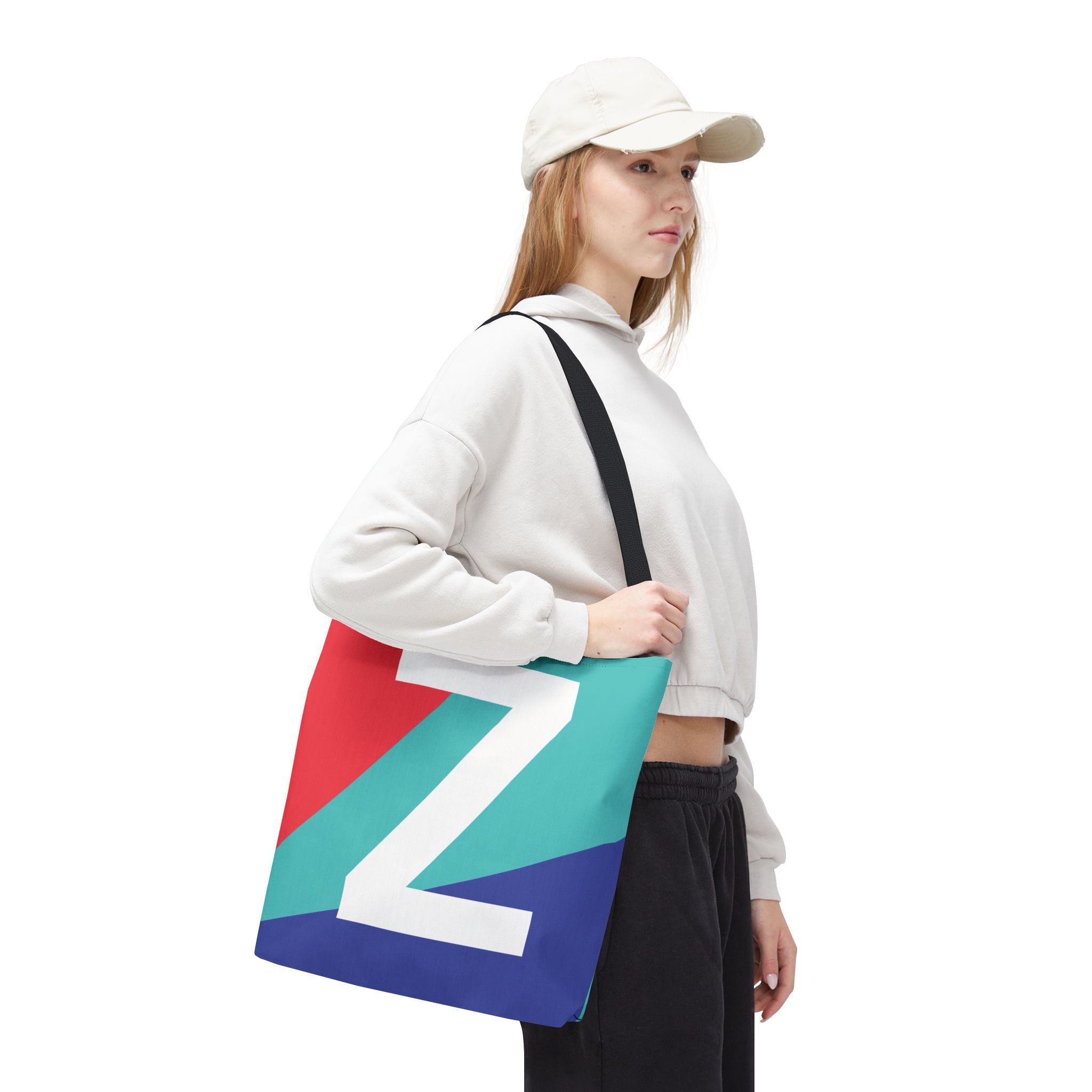 Monogram 'Z' Colorblock Tote Bag — Personalized Initial Z Shoulder Tote