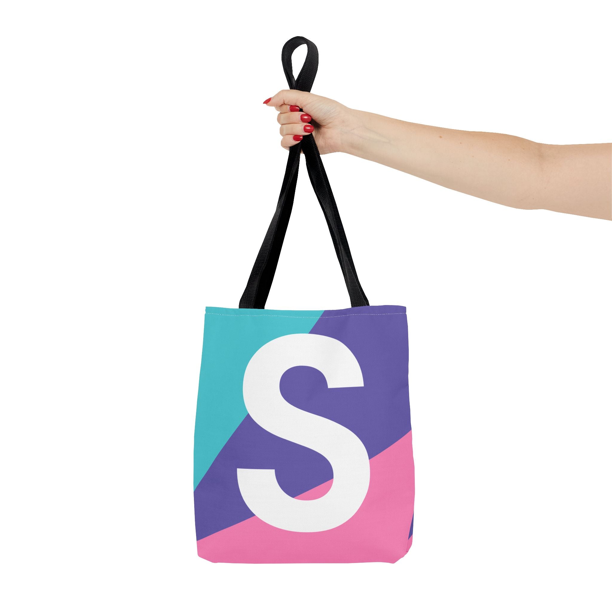 Monogram 'S' Colorblock Tote Bag — Personalized Initial S Shoulder Tote