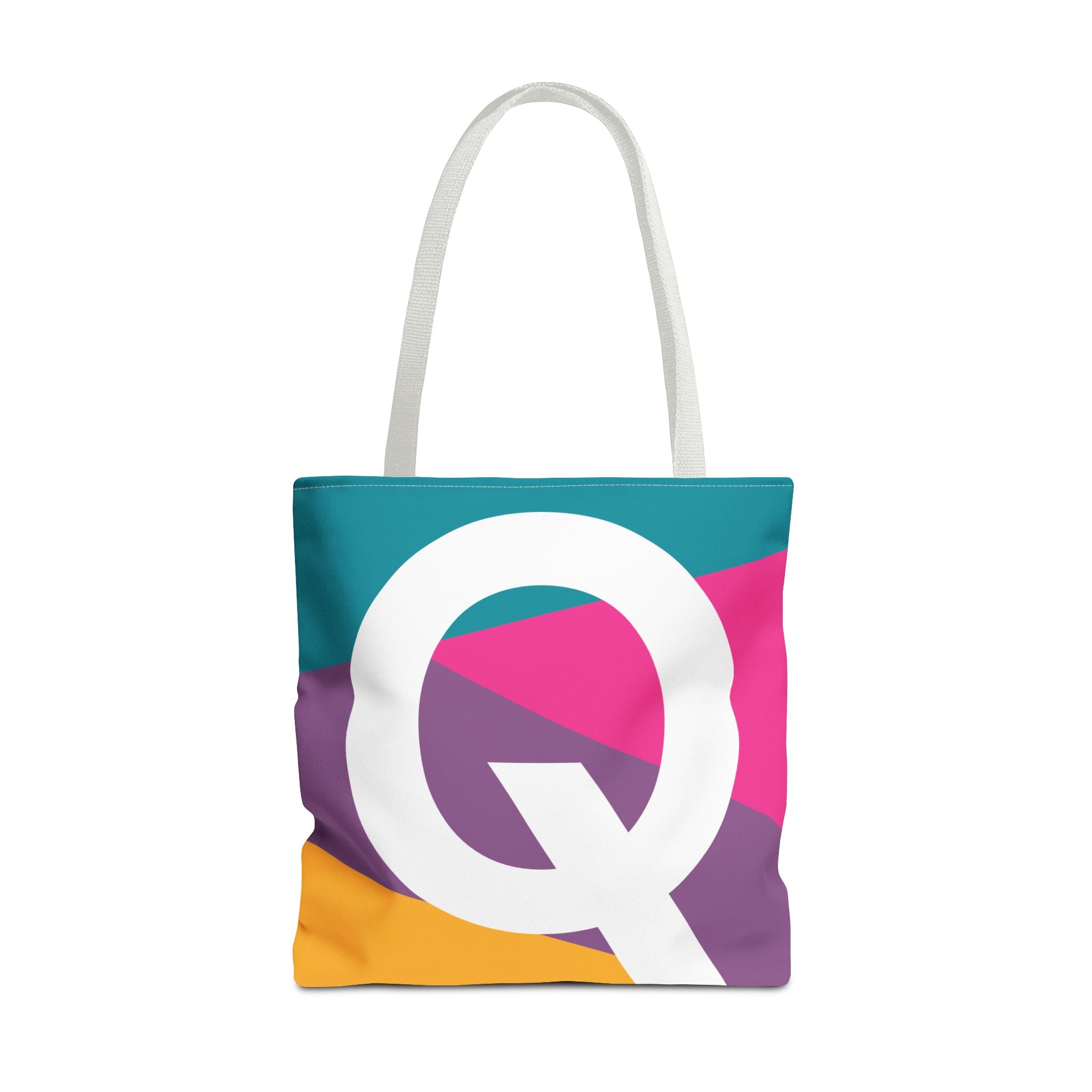 Monogram 'Q' Colorblock Tote Bag — Personalized Initial Q Shoulder Tote