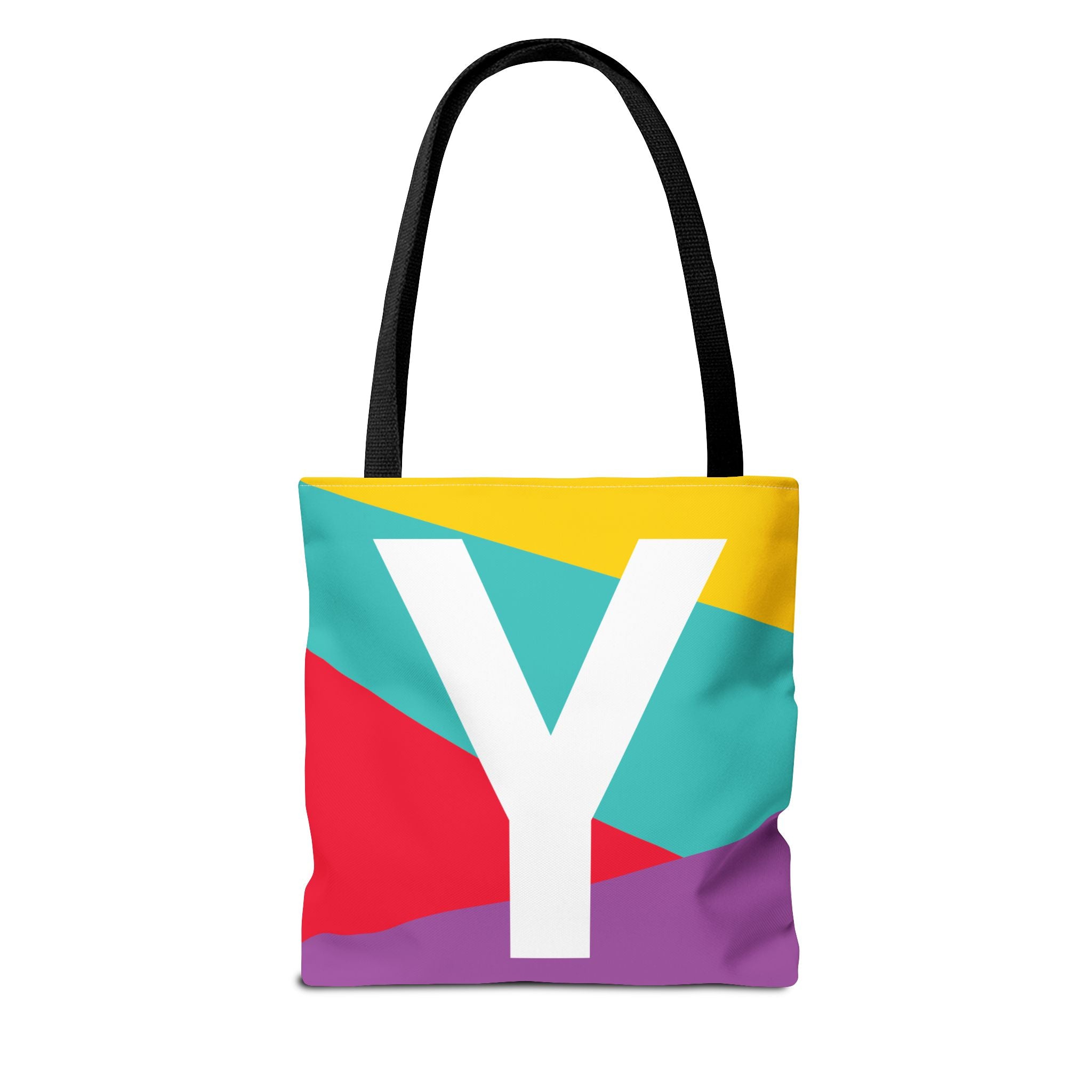 Monogram 'Y' Colorblock Tote Bag — Personalized Initial Y Shoulder Tote
