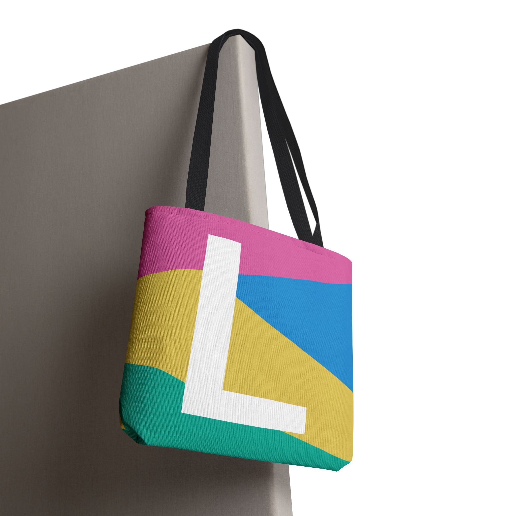 Monogram 'L' Colorblock Tote Bag — Personalized Initial L Shoulder Tote