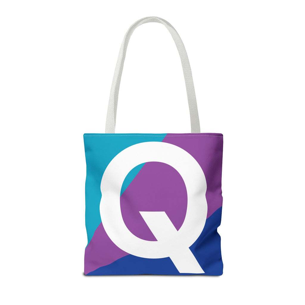 Monogram 'Q' Colorblock Tote Bag — Personalized Initial Q Shoulder Tote
