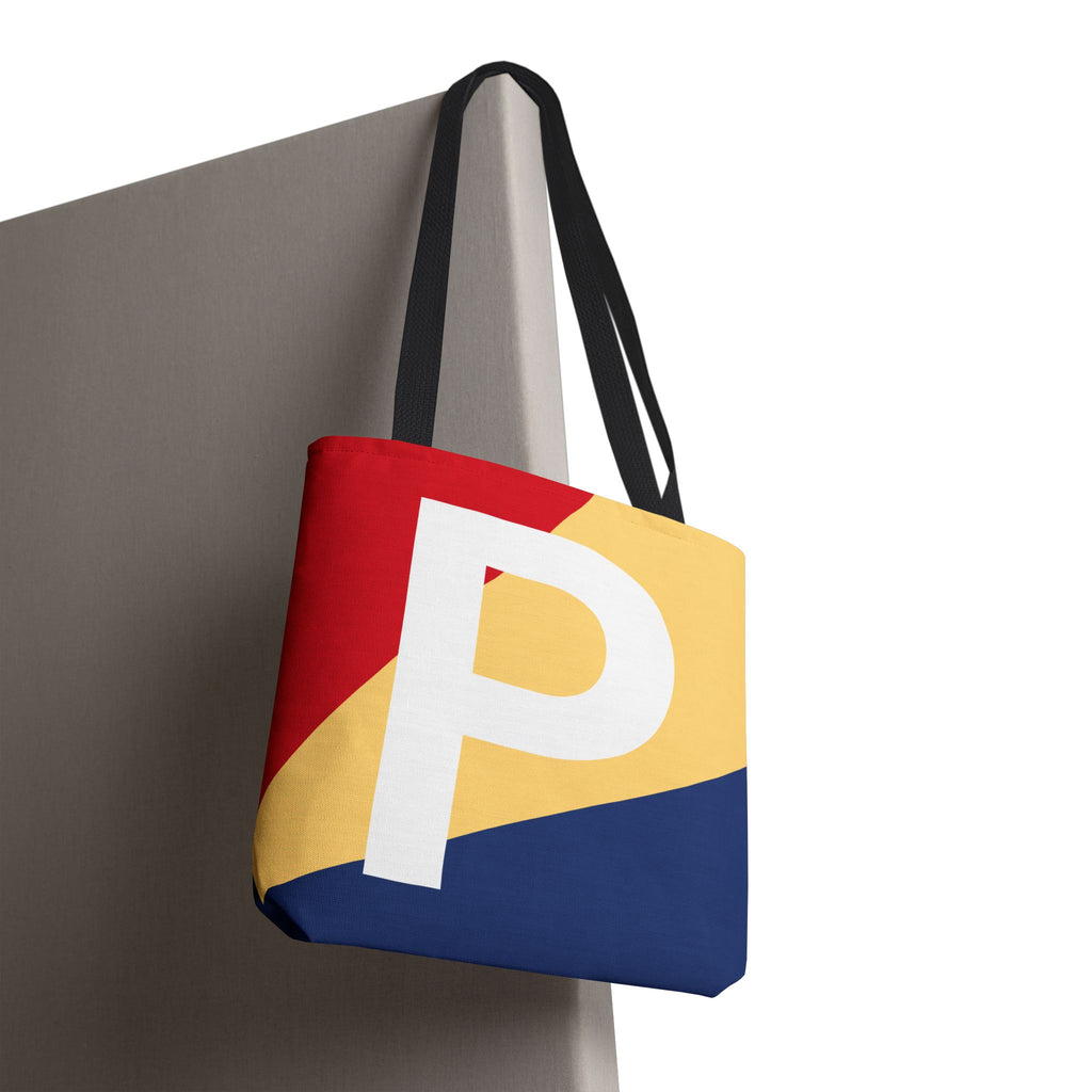 Monogram 'P' Colorblock Tote Bag — Personalized Initial P Shoulder Tote