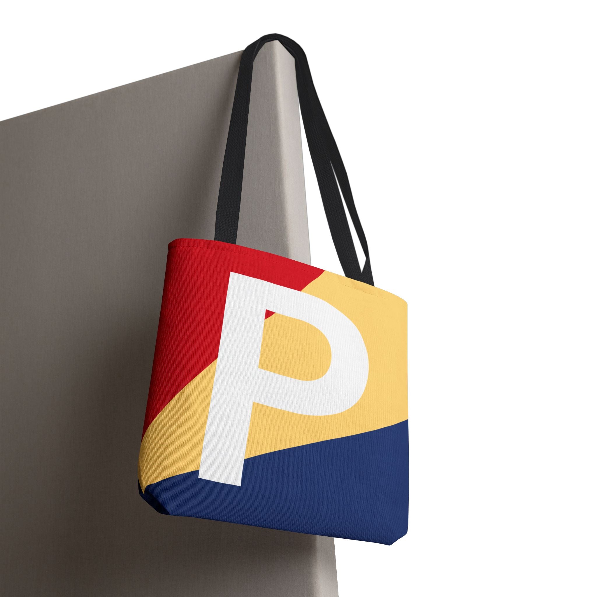 Monogram 'P' Colorblock Tote Bag — Personalized Initial P Shoulder Tote
