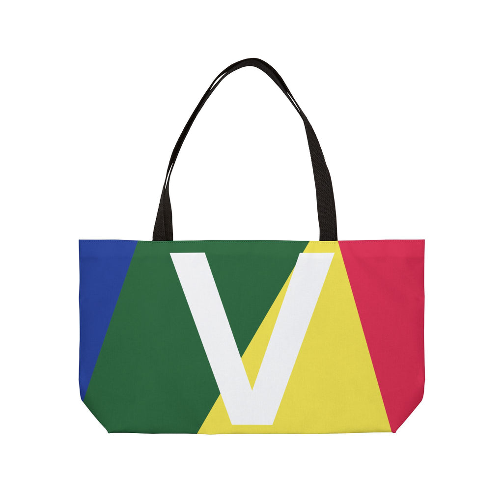 Personalized 'V' Colorblock Tote Bag — Monogram Weekender Tote