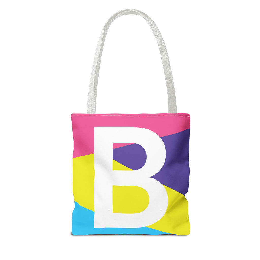 Monogram 'B' Colorblock Tote Bag — Personalized Initial B Shoulder Tote