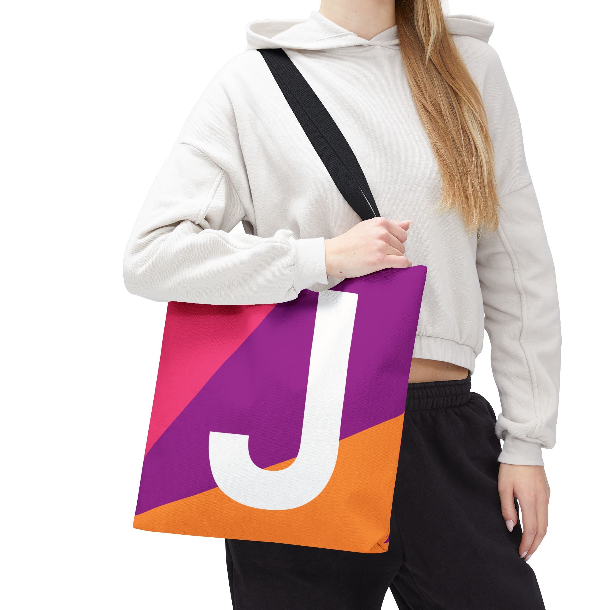 Monogram 'J' Colorblock Tote Bag — Personalized Initial J Shoulder Tote