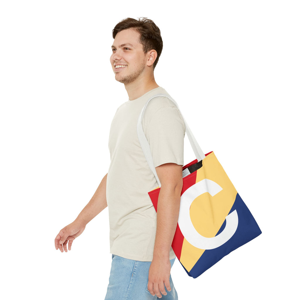 Monogram 'C' Colorblock Tote Bag — Personalized Initial C Shoulder Tote