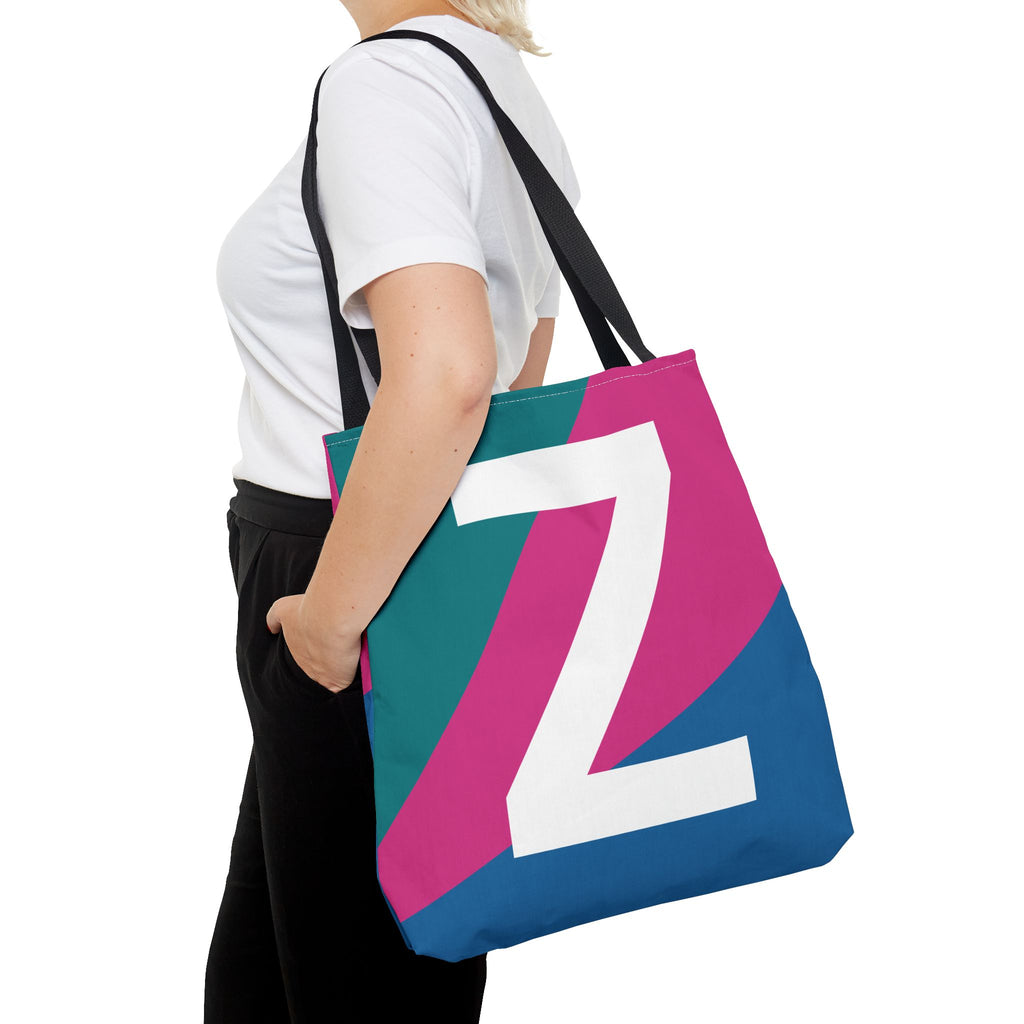 Monogram 'Z' Colorblock Tote Bag — Personalized Initial Z Shoulder Tote