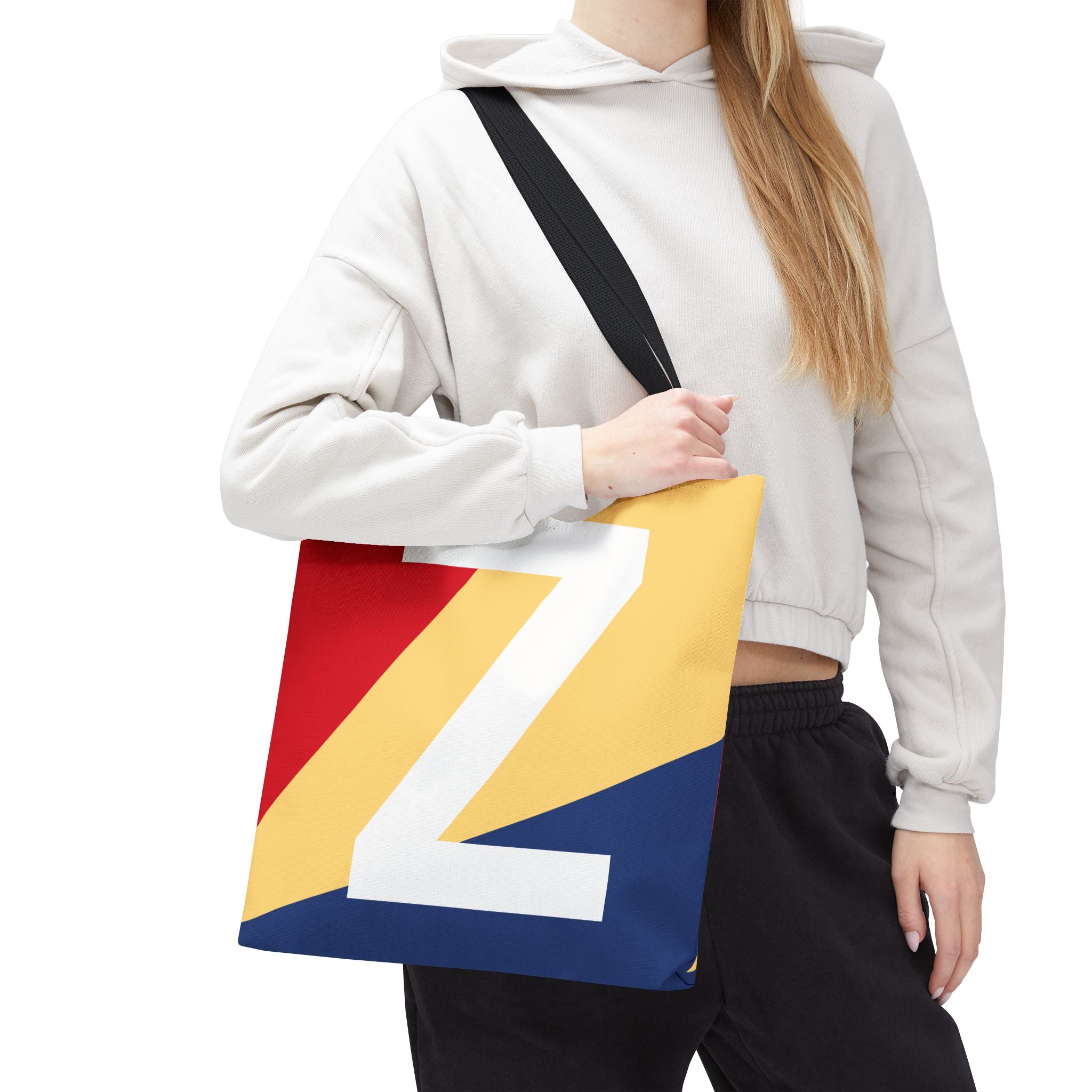 Monogram 'Z' Colorblock Tote Bag — Personalized Initial Z Shoulder Tote