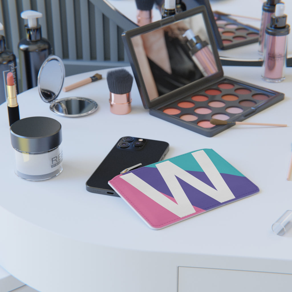 Initial W Mini Clutch — Colorblock Monogram Wristlet Wallet